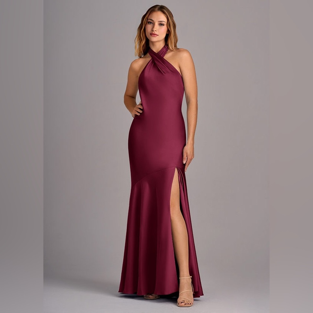 Azazie Satin Dress in Mulberry Size 4